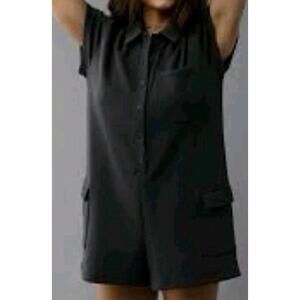 American Eagle Outfitters AE Button-Up Cargo Romper Medium New